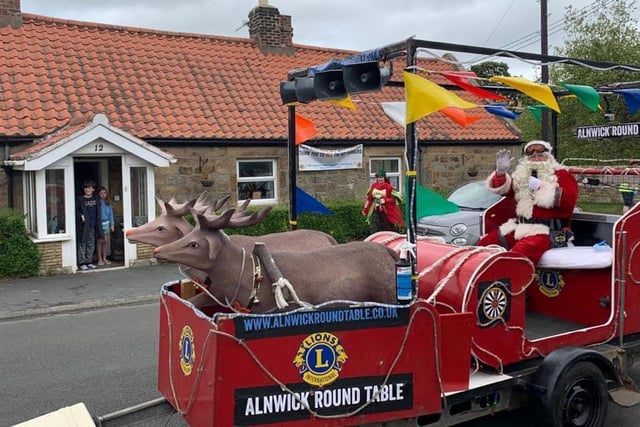 Santa on his sleigh ride collection for Alnwick Round Table.