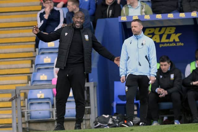 Owls Manager Darren Moore with his Assistant Jamie Smith Pic Steve Ellis