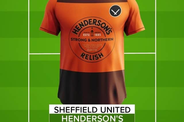 This Sheffield United concept shirt has been based on a hypothetical Henderson's Relish sponsorship.