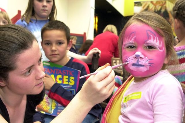 Rebecca Gardner aged four from Conisbrough getting her face painted at the Earth Centre in 2003.