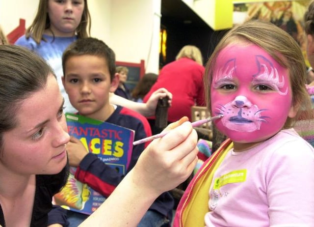 Rebecca Gardner aged four from Conisbrough getting her face painted at the Earth Centre in 2003.