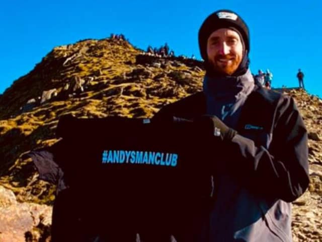 Arran Chambers, pictured training on Snowdon, is running the Sheffield half marathon for Andy's Man Club