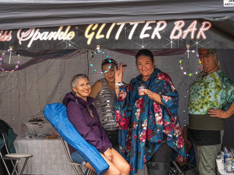 Sarah Bloom, Emma Millichanp, Jules Clark & Sarah Jee on day one of Wickham Festival. Picture: Andy Hornby