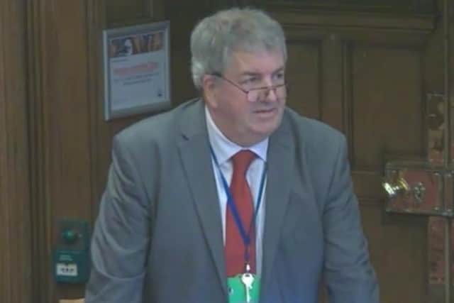 Coun Bryan Lodge speaking at a Sheffield Council budget-setting meeting when he was finance committee chair. He now sits on the committee as a member of Sheffield Community Councillors group. Picture: Sheffield Council webcast