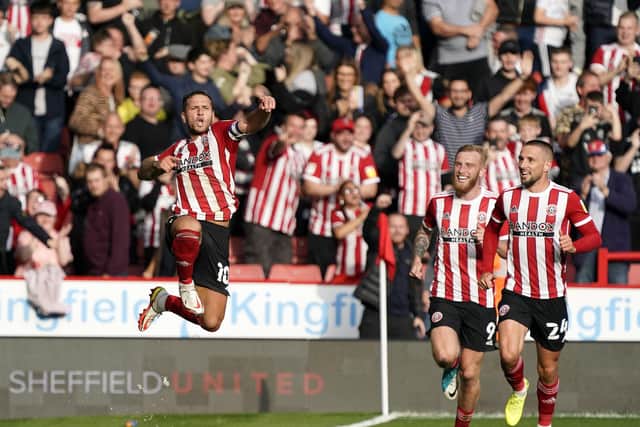 Billy Sharp celebrates his winning goal against Derby County on Saturday: Simon Bellis / Sportimage