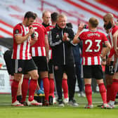 Manager Chris Wilder addresses his Sheffield United players: Simon Bellis/Sportimage