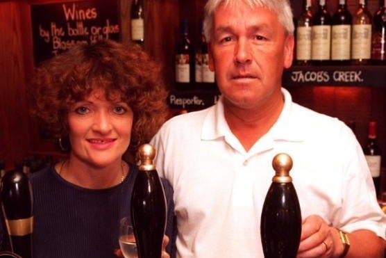 Melvin and Carol Baugh landlord and lady of the Admiral Rodney pub on Loxley Road in 1996