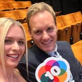 Dan Walker and his Strictly Come Dancing partner Nadiya Bychkova at the Bears of Sheffield auction, where they spent £20,000 on one of the statues (pic: Dan Walker/Twitter)