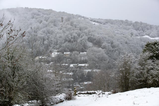 Heavy snow falls over Matlock Bath, Derbyshire.