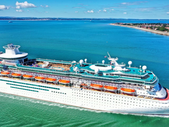 The liner captured by a drone