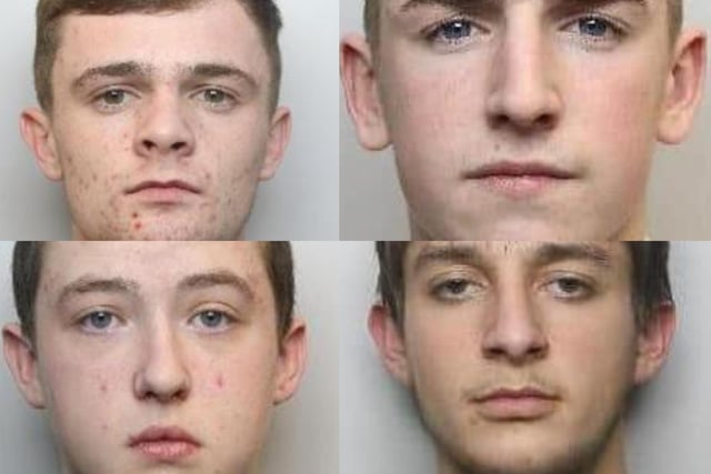 Two murderers, Jack Parkes and Taylor Meanley, were given "life" custodial sentences after they left a young man dead in the street following a drive-by shooting. A Sheffield Crown Court trial heard how driver Parkes, gunman Meanley, and passengers Joe Anderton and Arlind Nika were in a stolen Jaguar car on Wath Road, Mexborough, in January 2021, with a shotgun when Lewis Williams was shot in the head and neck and died. A jury found Meanley, who fired the shotgun, and driver Parkes both guilty of murder and they found Nika and Anderton guilty of manslaughter. Meanley, aged 17, of Beech Crescent, Mexborough, Jack Parkes, aged 21, of Arnold Crescent, Mexborough, and Nika, aged 16, of Spelman Street, London, and Joe Anderton, aged 18, of Jubilee Road, Wheatley, Doncaster, were also found guilty of possessing a firearm with intent to endanger life. Judge Jeremy Richardson KC imposed life custodial sentences for Meanley and Parkes with minimum terms of 27 years, and Anderton and Nika were each sentenced to 12 years of detention. Pictured top left is Jack Parkes, top right is Taylor Meanley, bottom left is Joe Anderton, and bottom right is Nika Arlind.