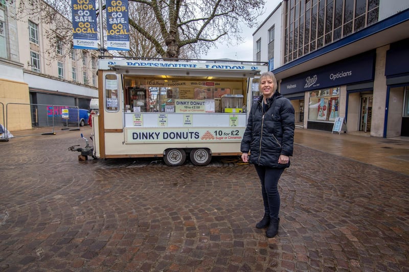Christine King of Dinky Donuts, Commercial Road, Portsmouth on 12 April 2021. Picture: Habibur Rahman