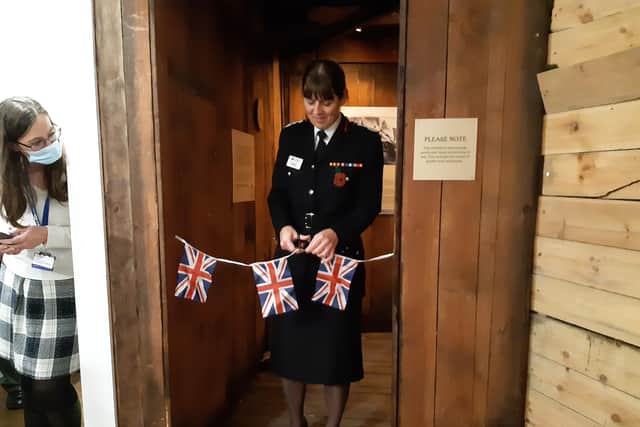 South Yorkshire Chief Fire Officer Alex Johnson officially opens the exhibition For King and Country at the National Emergency Services Museum, Sheffield