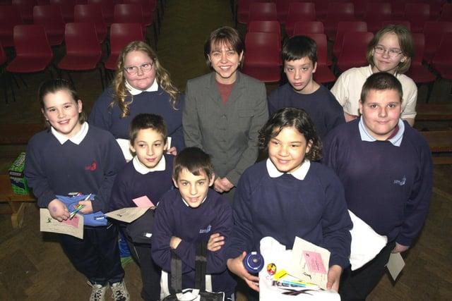 Pupils at Firth Park school show off their prizes for being top attenders at the schools Fantasia homework club, year unknown.