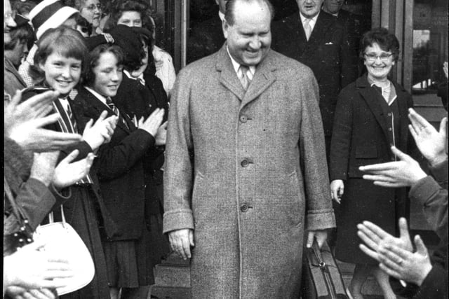 Russian violinist David Oistrakh is applauded by school children after a performance in Pilton's Embassy Cinema at the 1962 Edinburgh Festival.