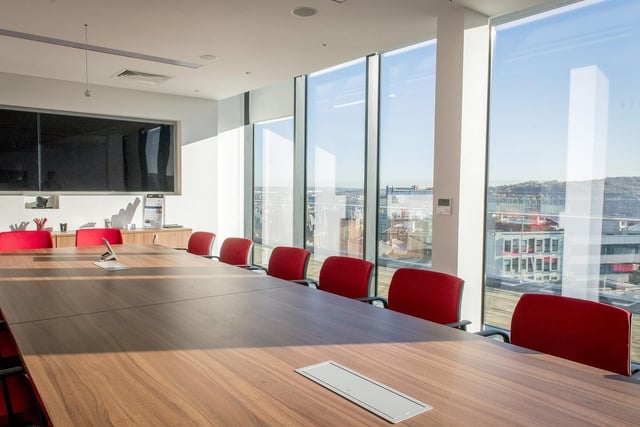 One of the British Business Bank boardrooms, looking out over the city. 