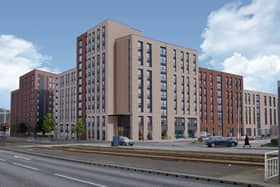 Cassidy Group says its 900-bed Hoyle Street development in Shalesmoor should now be finished in September 2023, four years after work began.