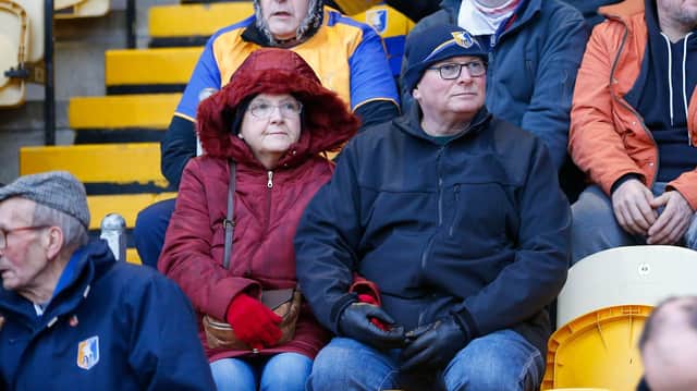 Stags fans at the One Call stadium for the match against Salford City FC.