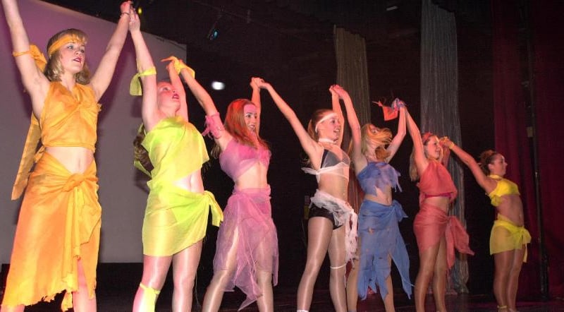 Dancers perform to 'I'm a survivor' for the Myriad of Dance show in 2001.