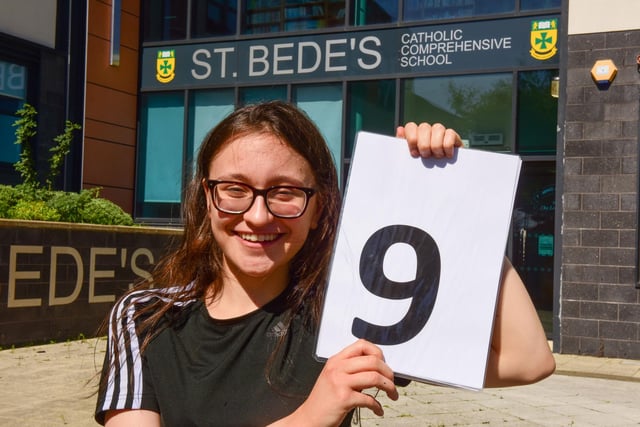 Erin White celebrating the happy news on results day.
