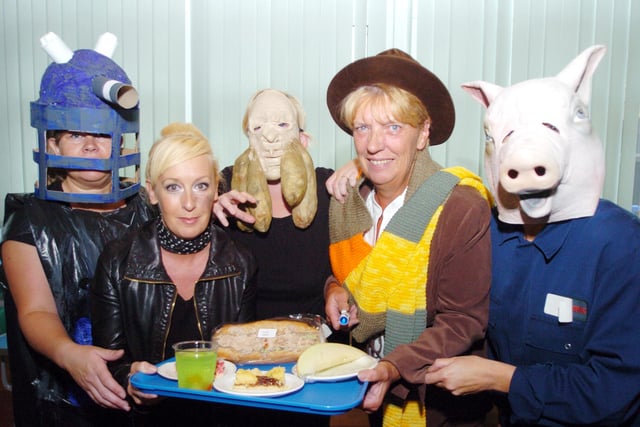 Dinner staff at Edlington Primary School raised money for Doncaster Royal Infirmary by launching a Dr Who themed dinner in 2008. L-R are Lisa Slassor,Tracey McFlatter, Karen Benford, Joan Kovacs and Ann-Lindsey Smith