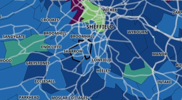 This neighbourhood has seen rates of positive Covid cases fall by 47.4 percent with an infection rate of 195 per 100,000 people.