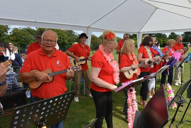 The Hartlepool Ukulele band playing during the Greatham Primary School Strawberry Fair 6 years ago.