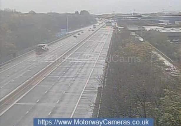 Junction 34 of the M1 earlier today after it was closed by police following a collision.