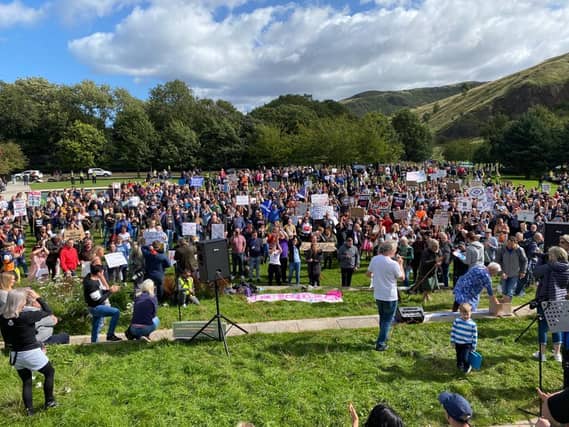 Hundreds turn out for anti-mask demonstration outside Edinburgh parliament building