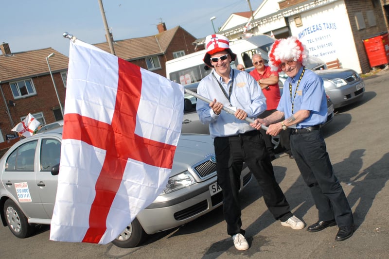 Mark Wood and Davey Urwin were showing their support for the England team at Whiteleas Taxis in 2010. Remember this?