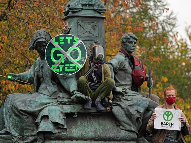 Demonstrators at Kelvingrove Park, ahead of the Fridays for Future Scotland march through Glasgow