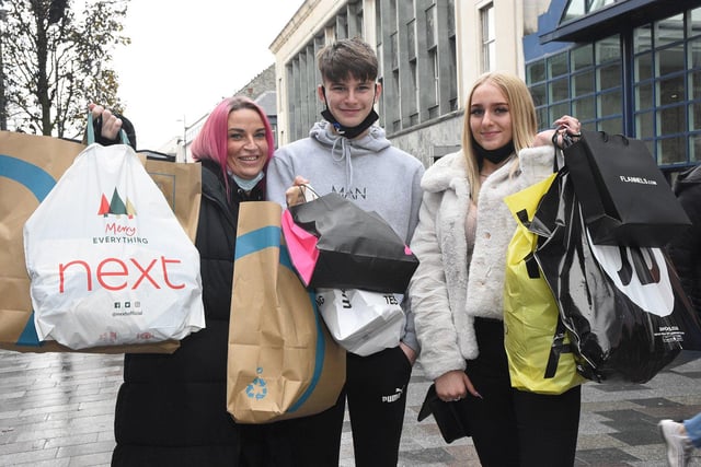 Lyndsey Richardson, son Cade and his girfriend Keira Hall have been hitting the High Street's clothes shops to buy gifts for Christmas.