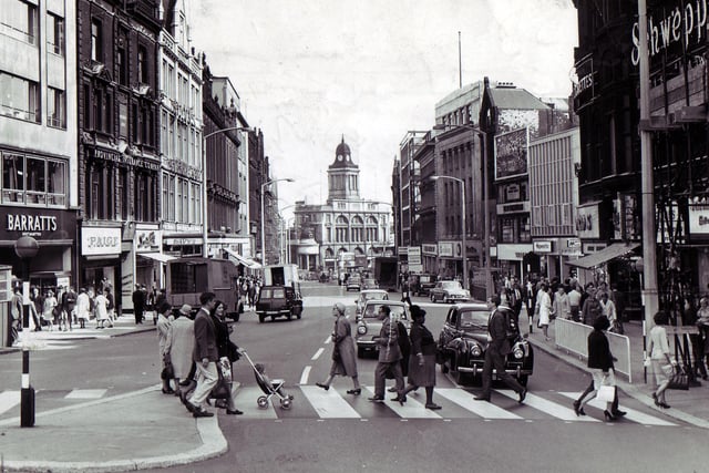 Fargate in the 1960s, before the street was pedestrianised.