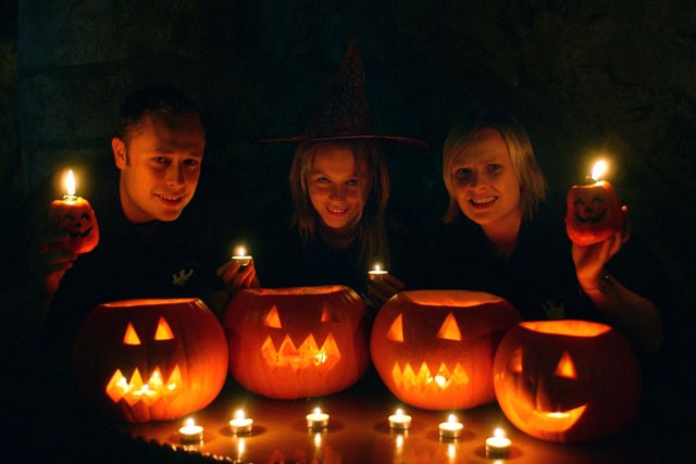 Halloween reminder from the Marsden Grotto in 2005 and it shows Simon McManus, Rachel Bell and Kaye McManus.