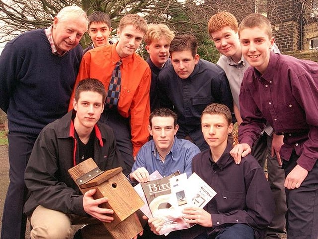Penistone Grammar School sixth formers pictured with the bird boxes they have made, Edward Riby, Michael Cutts, Richard White, Andrew Totty, Matthew Pointon, Paul Broughton, Ben Howarth, Sam Brook, Robert Pooley and Mr Michael Egan their business adviser, On February 1, 2000