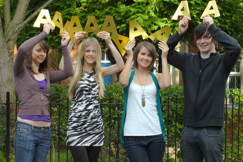 Students from City of Sunderland College - Louise Taylor, Kayleigh Loom, Natasha Lynch and Damien McLeary - celebrated their A Level results in this photo from 12 years ago.