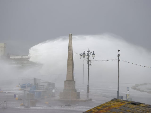Southsea Seafront saw large waves crashing against the sea walls. Photos by Alex Shute