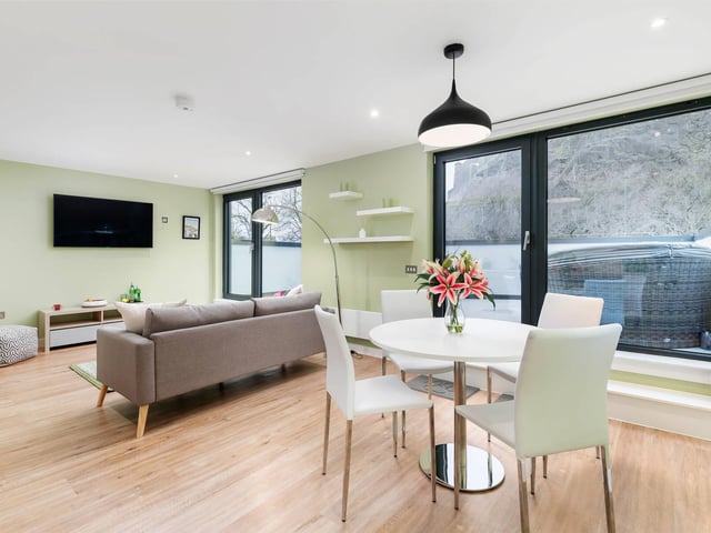 Open plan living space.