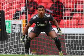 Jordan Amissah kept goal for Sheffield United at Glanford Park on Saturday: Simon Bellis / Sportimage