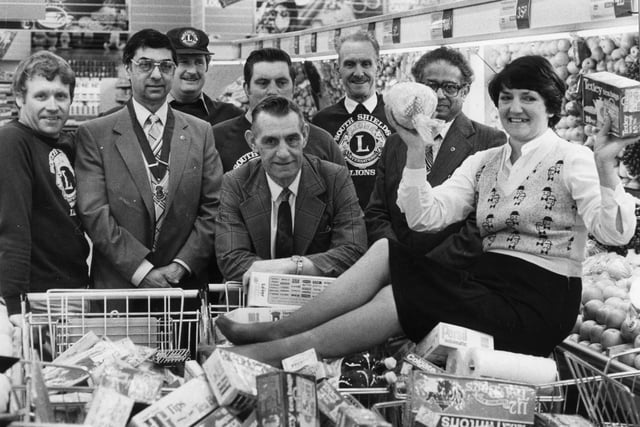 A trolley dash in Hintons in April 1982. Margaret Raine was pictured after doing the dash but who can tell us more?