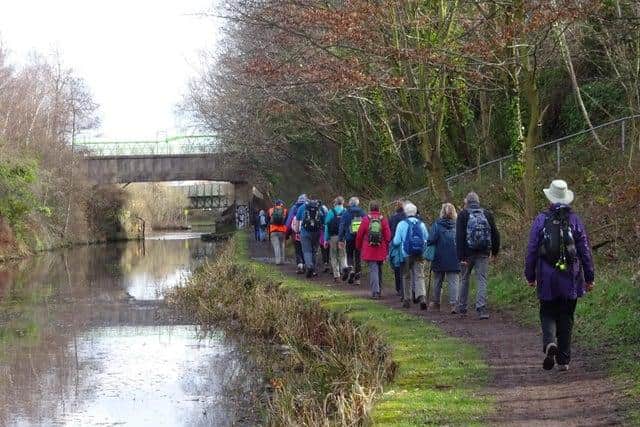Walkers on the Penistone Line Partnership path