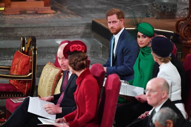 LONDON, ENGLAND - MARCH 09: Prince William, Duke of Cambridge, Catherine, Duchess of Cambridge, Prince Harry, Duke of Sussex, Meghan, Duchess of Sussex, Prince Edward, Earl of Wessex and Sophie, Countess of Wessex attend the Commonwealth Day Service 2020 on March 9, 2020 in London, England. (Photo by Phil Harris - WPA Pool/Getty Images)