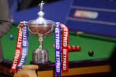 The Betfred World Snooker Championship trophy at The Crucible, Sheffield. Picture date: Saturday April 16, 2022. PA Photo. See PA story SNOOKER World. Photo credit should read: Richard Sellers/PA Wire.