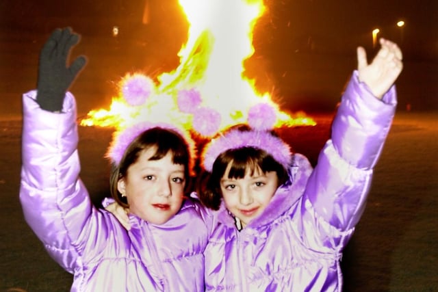 Sabrina Maria Khan(left) with her twin sister Amy Louise Khan from Brightside pictured in 2003