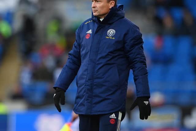 Sheffield United manager Paul Heckingbottom watches his team in action against Cardiff City: Ashley Crowden / Sportimage