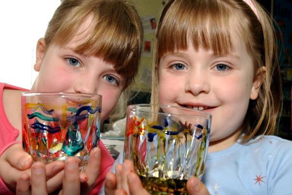 Caitlin and Bethany Lister attended a glass painting event at the Doncaster Central Library in 2005.