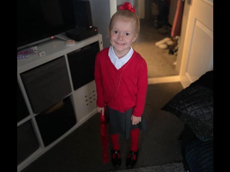 Parents from across the Portsmouth area shared photos as their children returned to school after the summer holiday on Thursday, September 2, 2021. Pictured is Mia, aged four. 