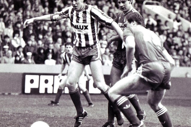 Gary Megson in action against Liverpool in March 1986.