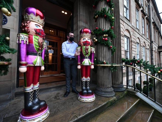 In what’s possibly the most 2020 festive display, Glasgow’s Blthyswood Hotel welcomed two masked toy solider statues as a new addition to their Christmas decorations. Here they are with Bryan Tali, guest services manager at the hotel.