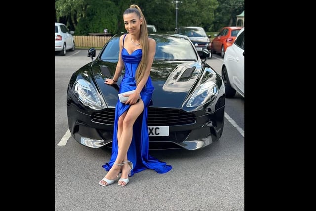 Arriving at the end of year dance is a chance to pull up in something as glamourous as any suit or dress - as seen in this picture shared by Kerry Palmer, who shared this photo of young Sheffielder by this sleek black car.